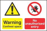 Warning confined space sign